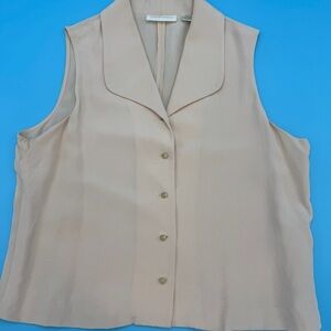 Vintage Dana Buchman Light Peach Silk Sleeveless Blouse.  Size 16